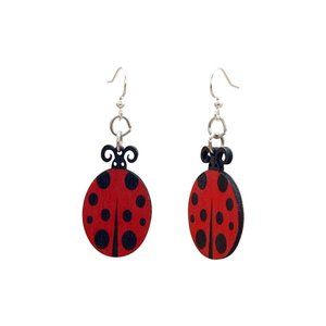 NEW Wooden Laser Cut Lady Bug Earrings